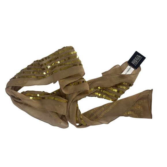 Bijoux Terner Scarf Womens Tan Gold Sequins Lightweight Elegant Accessory New - Picture 1 of 7